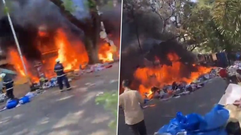 Mumbai: Fire Breaks Out at Shopping Avenue on Fashion Street, Several Shops Gutted in Blaze; Terrifying Videos Show Huge Flames and Smoke