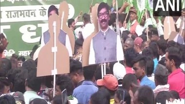 India News | UPA Holds Protest Outside Jharkhand Rajbhavan Against 'misuse' of Central Agencies