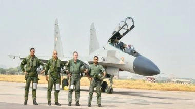 World News | IAF Chief VR Chaudhari Flies in Rafale During Military Exercise with France