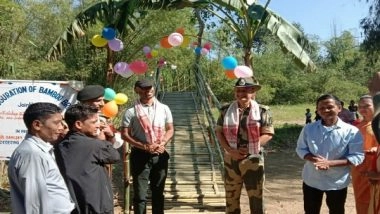 India News | BSF Builds 'Bamboo Bridge' in East Jaintia Hills to Ease Commute in Remote Hills of Meghalaya
