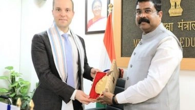 World News | Union Education Minister Pradhan Holds Meeting with Finnish Counterpart Honkonen in New Delhi