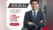 Business News | SCMHRD: Applications for the Cutting-edge MBA Programmes to Close on November 24; Registration Via SNAP