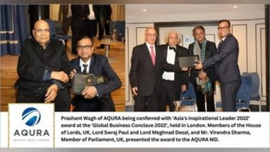 Business News | Prashant Wagh of AQURA Conferred with 'Asia's Inspirational Leader 2022' Award at the 'Global Business Conclave 2022' in London