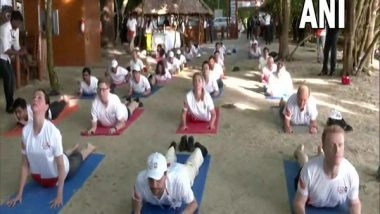 World News | G20 Event: Heads of Foreign Missions Perform Yoga at Beach in Andaman and Nicobar Islands