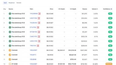 Business News | YES WORLD Token Now Supports 8 Trading Pairs, Also Available on PancakeSwap