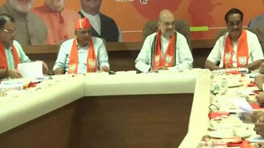 Gujarat Assembly Elections 2022: Amit Shah Chairs Meeting With BJP Leaders in Gandhinagar Ahead of Vidhan Sabha Polls
