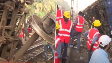 Andhra Pradesh Train Accident: Goods Train Derails Near Rajahmundry Railway Station, Nine Trains Cancelled (Watch Video)