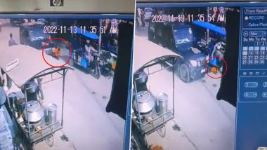 Disturbing Video: Uttar Pradesh Police SUV Hits Two Small Kids on Busy Street in Baghpat, Horrifying CCTV Footage Goes Viral