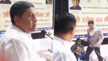 Rajasthan Minister Ramesh Meena Fumes at Bikaner Collector For Using Phone During Event, Asks Him To Go Out (Watch Video)