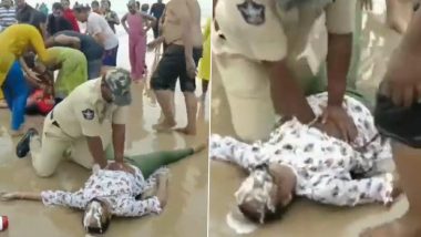 Andhra Pradesh: Police Personnel Administers CPR, Saves Lives of Two Youngsters Drowned at Bapatla Beach (Watch Video)