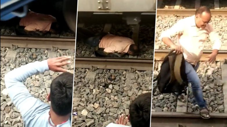 Miracle! Man Saves Himself by Lying Flat on Stomach on Railway Tracks As Goods Train Passes Over Him in Bihar's Bhagalpur (Watch Viral Video)