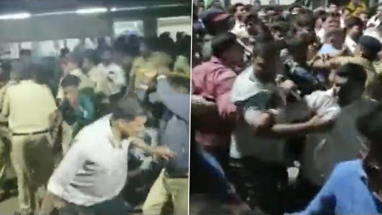 Eknath Shinde vs Uddhav Thackeray: Clash Between Two Shiv Sena Factions in Maharashtra's Thane (Watch Video)