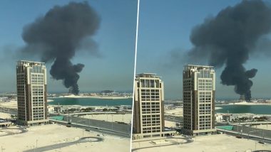 FIFA World Cup 2022: Massive Fire Breaks Out Near Lusail Stadium Ahead of Argentina vs Mexico Clash (Watch Video)