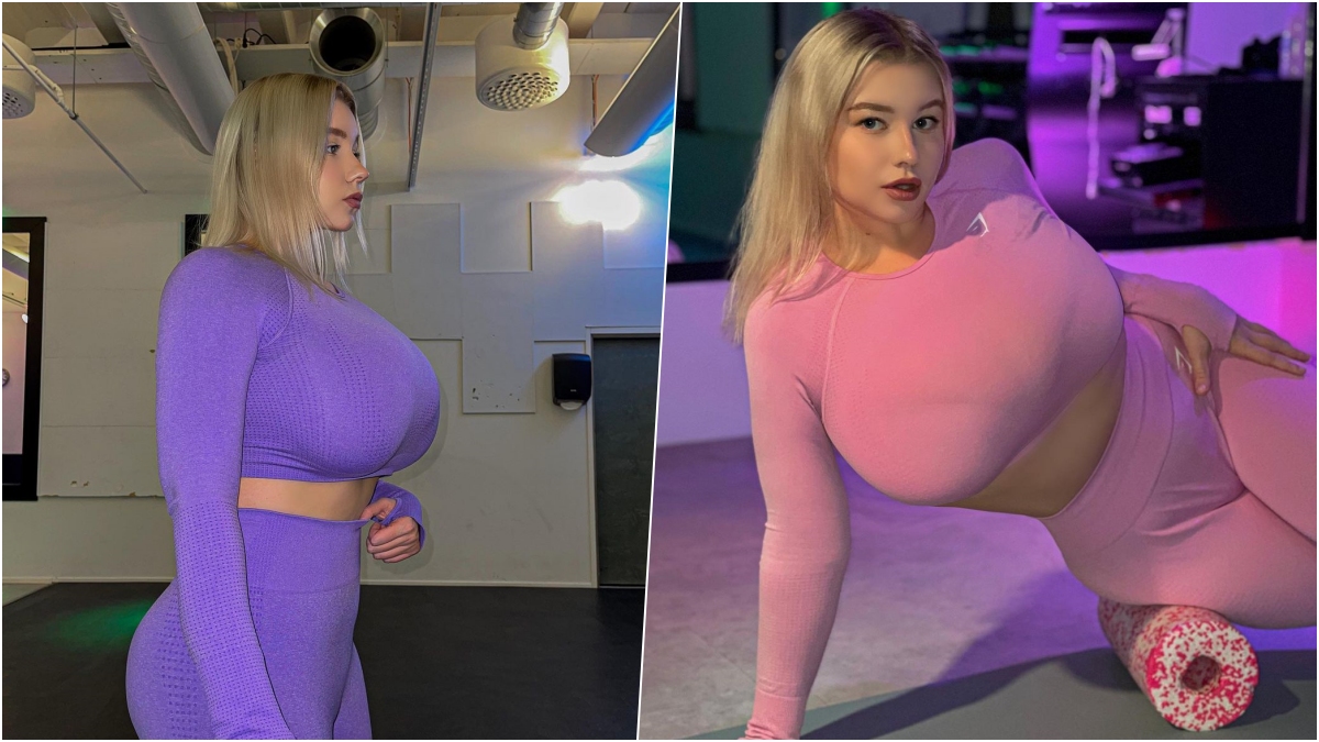 Fitness model huge tits