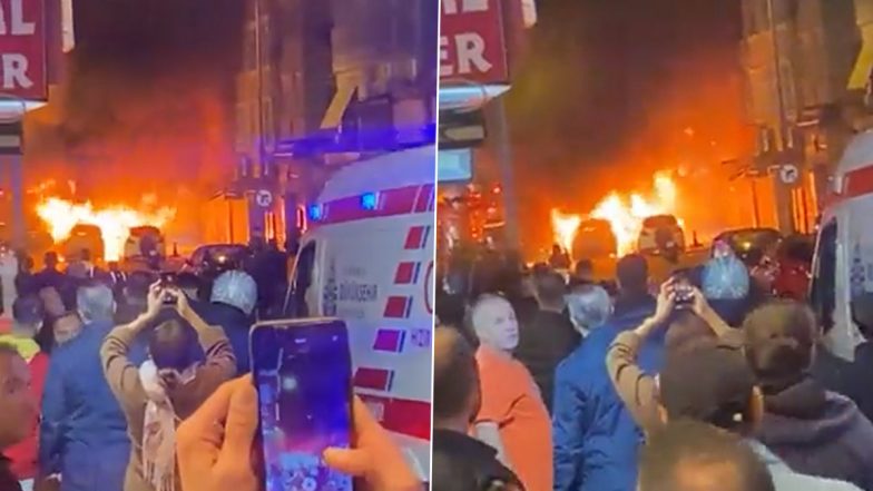 Istanbul Car Blast: Three Cars Catch Fire Allegedly After Explosion in Turkey's Fatih District, Videos Show Huge Flames Engulfing Vehicles