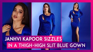 Janhvi Kapoor Sizzles In A Thigh-High Slit Blue Gown For Mili Promotions