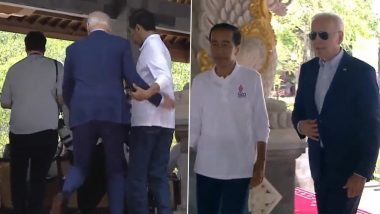 G20 Summit 2022: US President Joe Biden Stumbles Again During Taman Hutan Raya Mangrove Forest Visit in Bali (Watch Video)