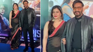 Ajay Devgn and Wife Kajol Twin in Black Outfits at the Screening of Drishyam 2 (Watch Video)