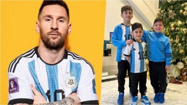 Lionel Messi’s Sons Gripped by Qatar World Cup 2022 Fever! Wife Antonela Roccuzzo Shares Pic of Kids Dressed Up in Argentina’s National Colours