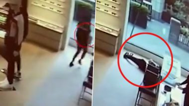 Viral Video: Teenager Thief Knocks Himself Out by Running Into Glass Door While Fleeing With $18,000 Worth Handbags From Louis Vuitton Store in Washington