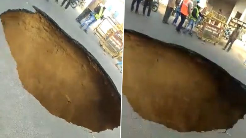 Viral Video: Road Sinks 25 Feet Deep in Uttar Pradesh's Lucknow