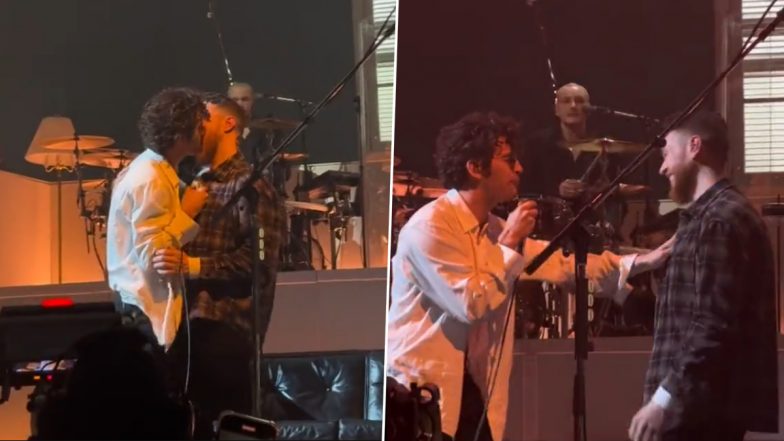 Matty Healy of The 1975 Smooches a Male Fan Onstage While Performing 'Robbers' (Watch Viral Video)