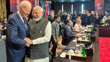 G20 Summit 2022: PM Narendra Modi, US President Joe Biden Share Warm Hug at Bali (See Pics and Video)