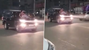 Viral Video: Woman Performs Stunt by Sitting on Moving Car's Bonnet in Noida, Police Seize Vehicle