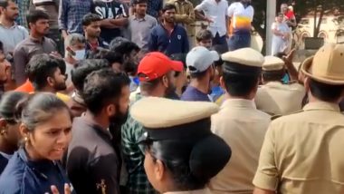 Karnataka PSI Recruitment Scam: Tumakuru Dy SP Slaps and Sends Away Victims Who Come To Meet State Home Minister Araga Jnanendra (Watch Video)