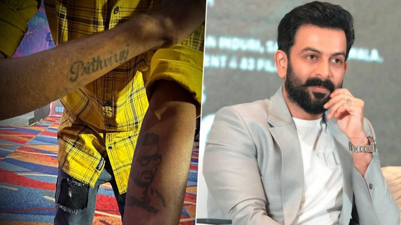 Prithviraj Sukumaran Says ‘I Love You’ to His Die-Hard Fan Who Gets the Actor’s Name and Face Tattooed (View Pic)