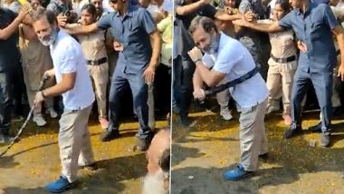 Rahul Gandhi Turns Potharaju, Lashes Himself During Bharat Jodo Yatra in Telangana (Watch Video)