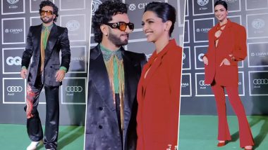 GQ Awards 2022: Ranveer Singh and Deepika Padukone Serve Pure Glam on the Green Carpet (Watch Video)