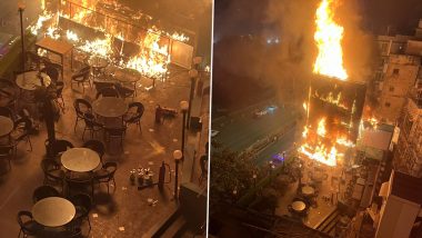 Mumbai: Fire Breaks Out at Revival Terrace Hookah Bar at Chowpati Seaface, Videos and Pics Show Huge Flames Emanating From Hookah Parlour