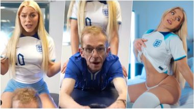 Sexy OnlyFans Star Elle Brooke Straddles The Wealdstone Raider for Bizarre FIFA World Cup 2022 Video, Flaunts Hot Body in England Football Team Jersey!
