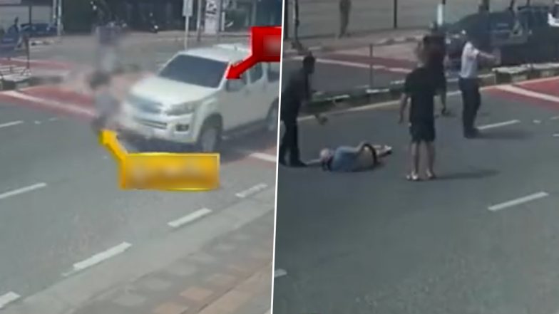 Viral Video: British Tourist Hit, Flung in Air by Pickup Truck at Zebra Crossing in Thailand's Pattaya