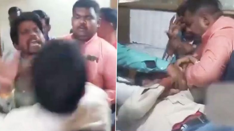 Viral Video: Ugly Fight Breaks Out Between Village Head’s Husband and MNREGA APO Over Delayed Payment of Work in UP's Pilibhit