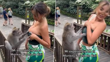 Miss Peru Breasts Almost Left Exposed by Monkey in Bali! TikTok Video of Paula Manzanal Struggling With Animal Goes Viral