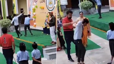 Student Beaten Up by Teacher For Throwing Currency Notes on Classmate Dancing on Stage At School Function in Uttar Pradesh; Video Goes Viral