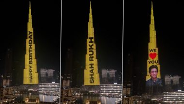 Burj Khalifa Lights Up With a Special Message for Shah Rukh Khan on His 57th Birthday (Watch Video)