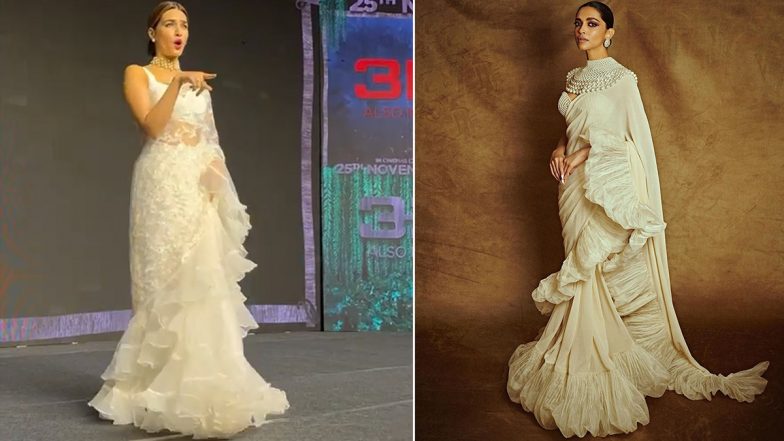 Kriti Sanon in white saree with pearl blouse reminds us of Deepika