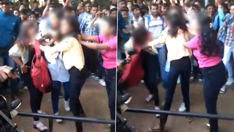 Viral Video: Girl Students Pull hair, Engage in Ugly Fight Inside College Premises in Nashik