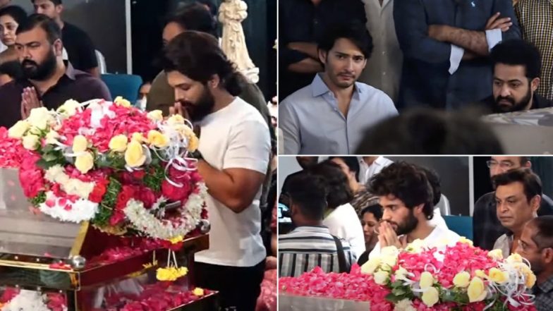 Superstar Krishna Funeral: Allu Arjun, Jr NTR, Vijay Deverakonda and More Celebs Pay Last Respects to Mahesh Babu’s Father (Views Pics)