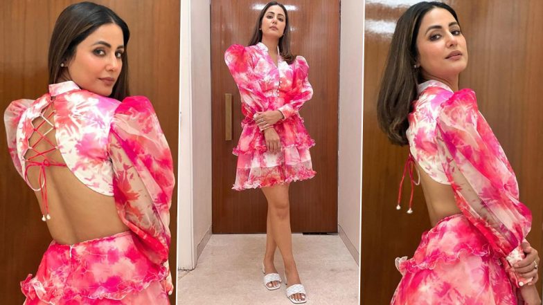 Hina Khan Flaunts Her Sexy Back in Cut-Out Tie-Dye Dress That’s an Apt Choice for a Stylish Day Out; View Pics