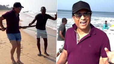 Sachin Tendulkar Goes Fishing in Goa With Local Fishermen (Watch Video)