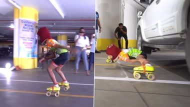 7-Year-Old Deshna Aditya Nahar of India Makes Guinness World Record for Fastest Time to Limbo Skate Under 20 Cars at 13.74 Seconds; Watch Viral Video