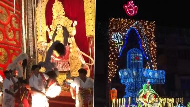 West Bengal: Jagadhatri Puja Celebration Is in Full Swing in Chandannagar (Watch Video)