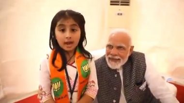BJP's Star Campaigner! PM Narendra Modi Listens to Girl As She Gives Brief Campaign Speech for Gujarat Assembly Election 2022 (Watch Video)