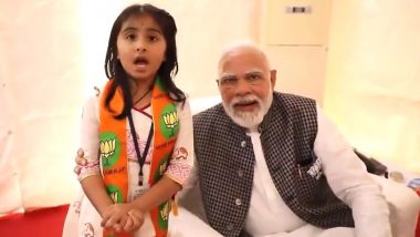 PM Narendra Modi Moved by 7-Year-Old Adhyaba Jadeja’s Verses on BJP Government in Gujarat; Says ‘Very Nice Bitua’ (Watch Video)