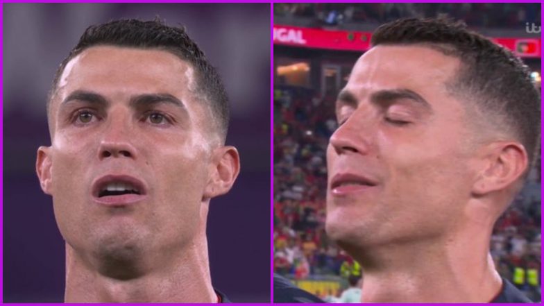 Cristiano Ronaldo in Tears During National Anthem Ahead of Portugal vs Ghana FIFA World Cup 2022 Match (Watch Video)