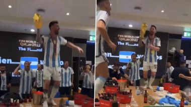 Lionel Messi Jumps on Table in the Dressing Room After Argentina Win the FIFA World Cup 2022 in Qatar; Watch the Heartwarming Viral Video